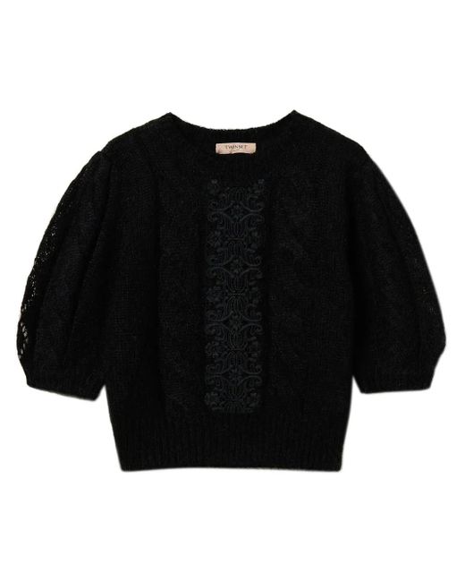 Twinset Black Lace-Detailing Jumper