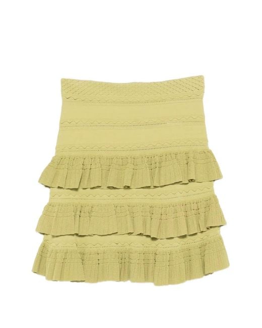 Sandro Yellow Mini Ruffled Skirt