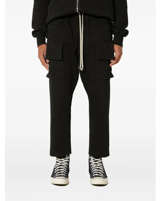Rick Owens Black Cargo Pocket Panel Trousers for men