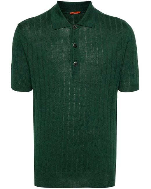 Barena Green Ribbed-knit Polo Shirt for men