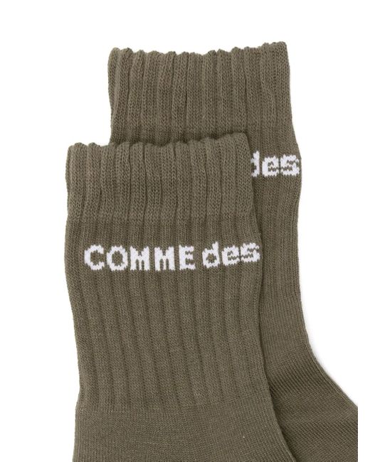 Comme des Garçons Green Logo-Detail Ribbed Socks for men