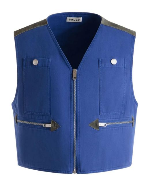 Bally Blue Zip-Up Vest for men