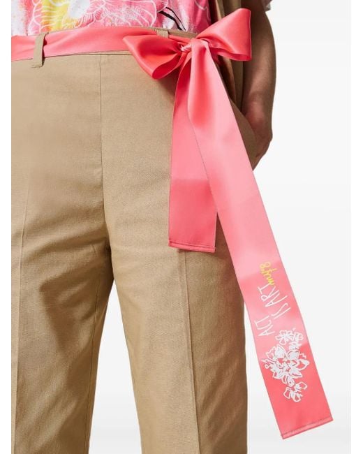 Twinset Pink High-Rise Tailored Trousers