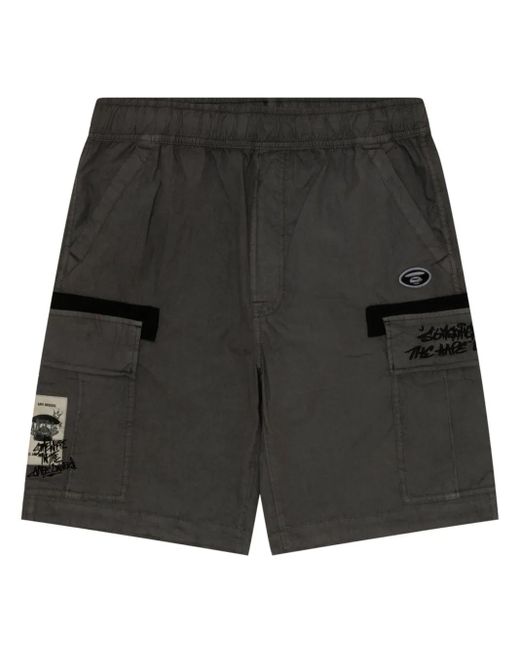 Aape By A Bathing Ape Black Logo-Appliqué Cargo Shorts for men