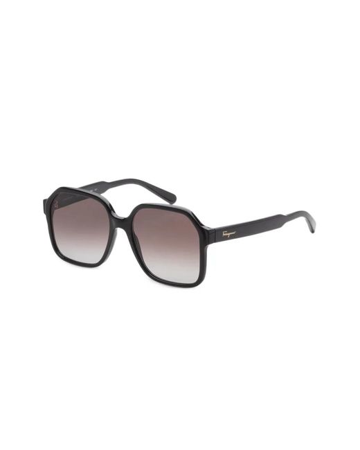 Ferragamo Eyewear Black Geometric-Frame Sunglasses