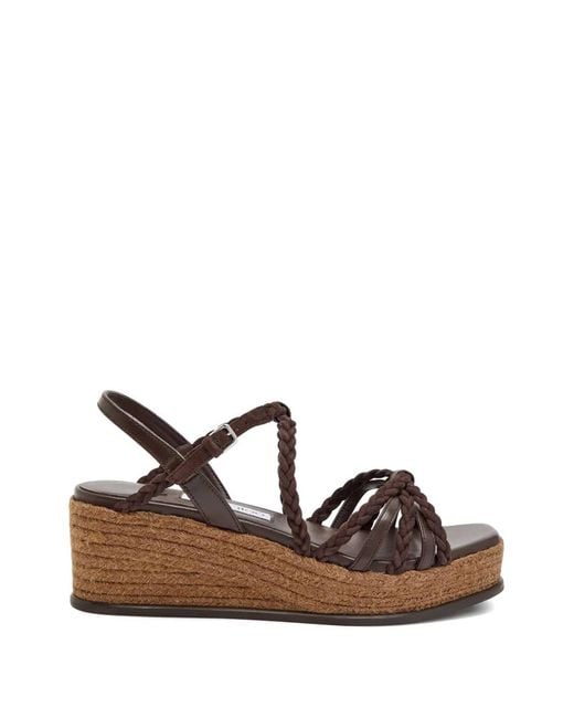 Jimmy Choo Brown Braided-Strap Platform Sandals