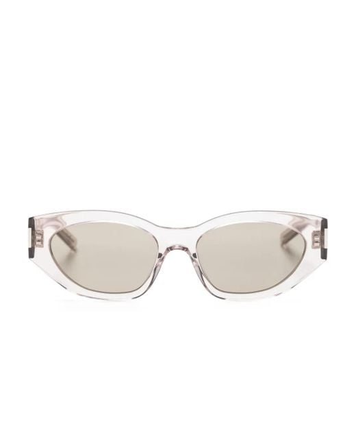 Saint Laurent Natural Bold Geo Oval-Frame Sunglasses