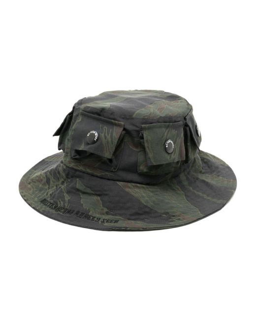 Mostly Heard Rarely Seen Black Camouflage-print Cotton Bucket Hat for men