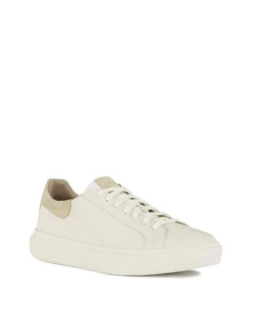 Geox White Deiven Leather Panelled Sneakers for men