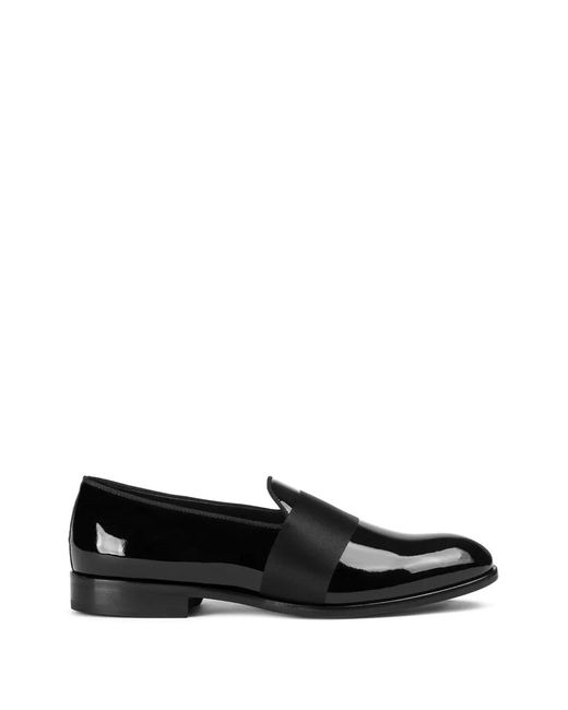 Doucal's Black Patent-Leather Band Slipper Loafers for men