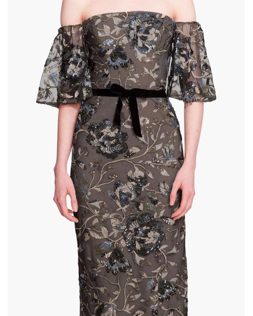 Marchesa Black Climbing Vine Gown