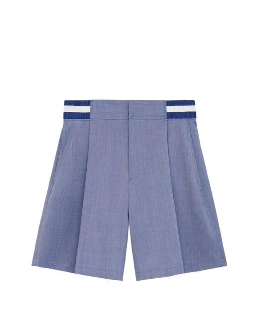 Loewe Blue Logo-Embroidered Striped-Waist Shorts for men