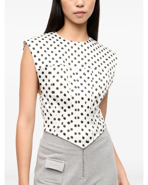 Ganni White Top With Polka Dot Pattern