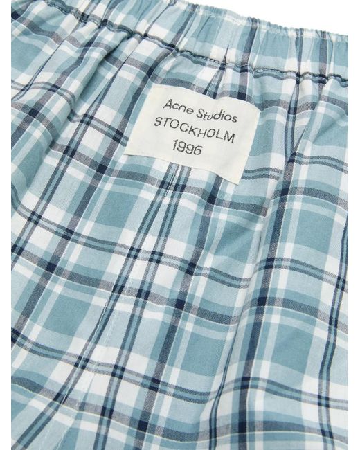 Acne Blue Gathered Check Shorts