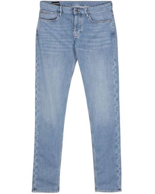 Emporio Armani Blue Low-rise Slim-fit Jeans for men