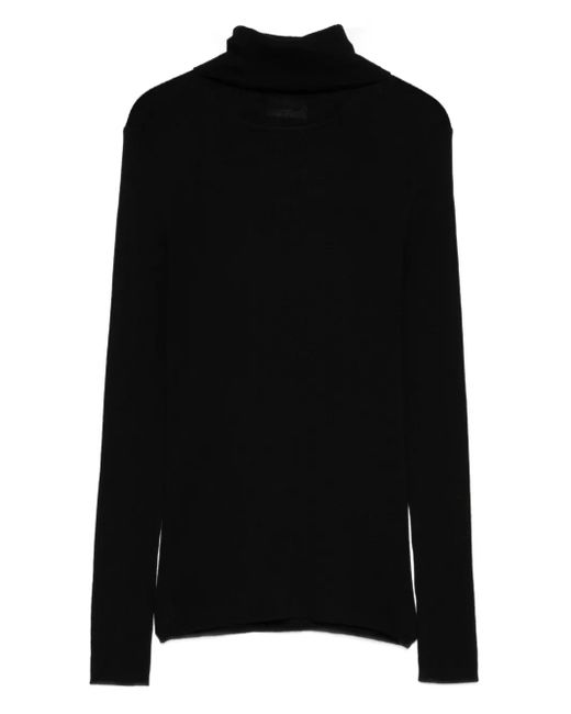 P.A.R.O.S.H. Black Ribbed Turtleneck Top
