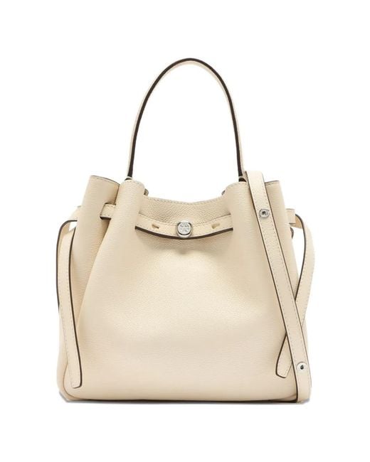 Tory Burch Natural Small Romy Logo Bucket Bag