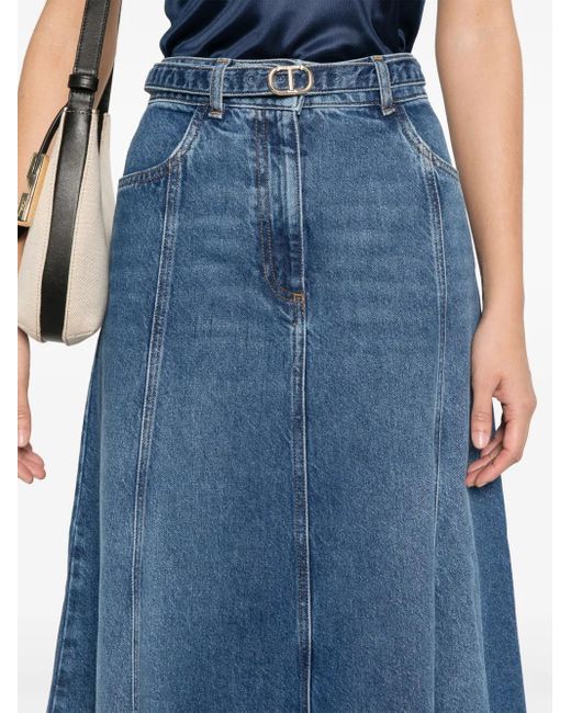 Twinset Blue Jeans-Maxirock Mit Oval T-Gürtel
