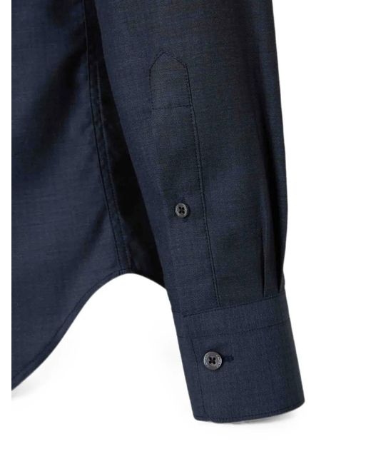 Canali Blue Cotton Plaid Shirt for men