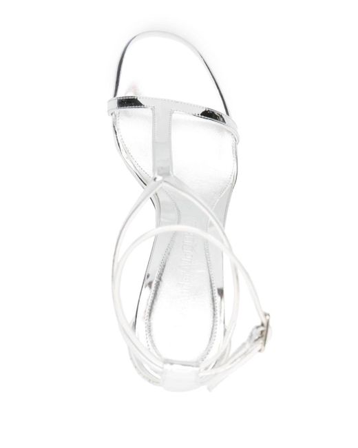 Alexander McQueen White Harness 90mm Mirrored Sandals
