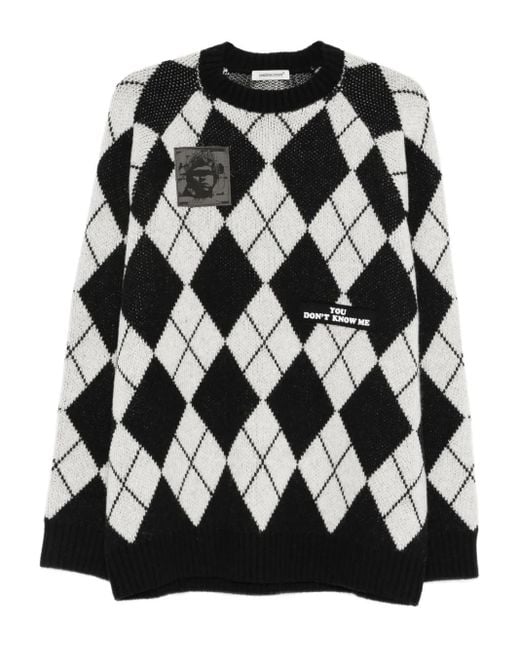 Undercover Black Argyle Sweater for men