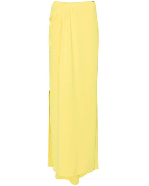 Elisabetta Franchi Yellow Drape-detail Maxi Skirt