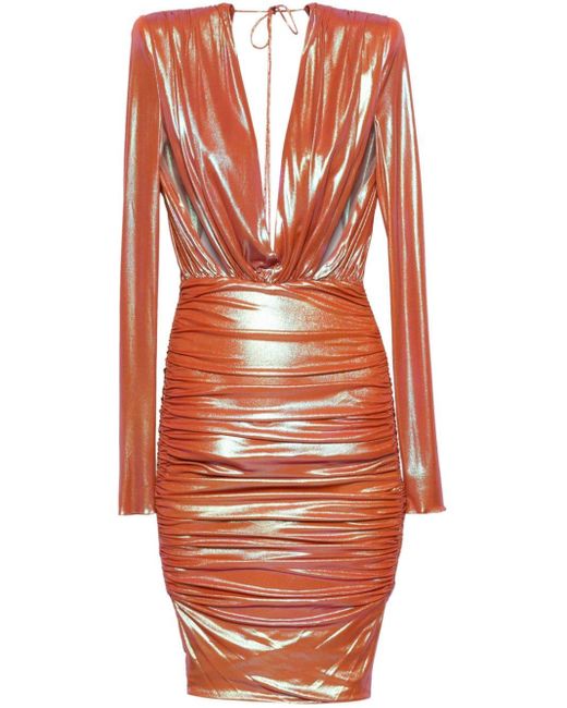 Alexandre Vauthier Orange Draped-detail Midi Dress