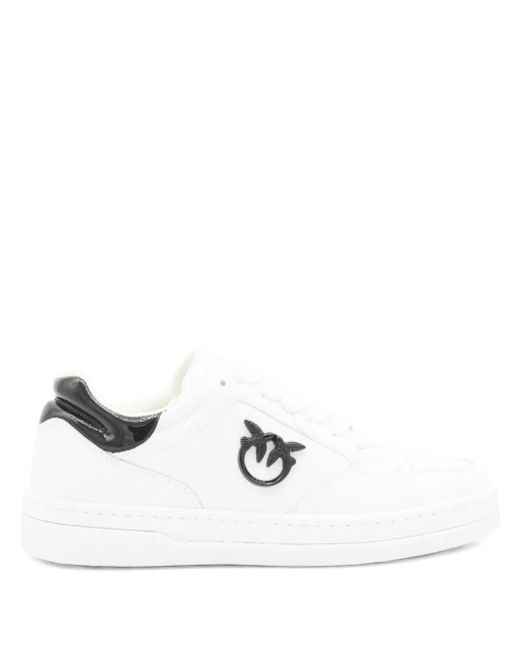 Pinko White Leather Sneakers With Emblem
