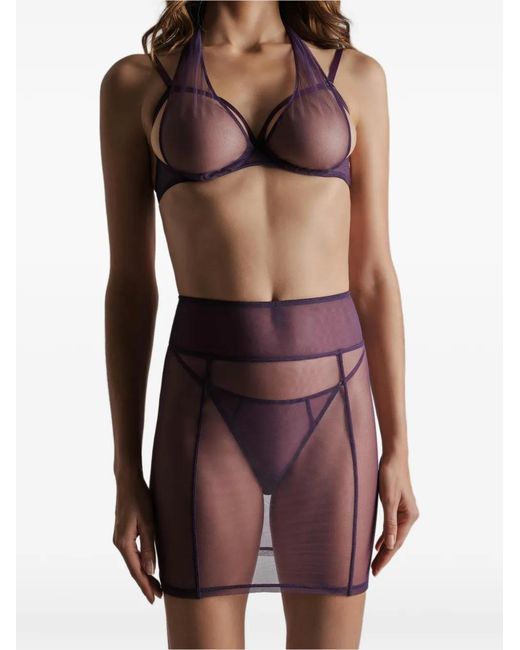 Maison Close Purple L'Amoureuse Sheer-Mesh Garter Skirt