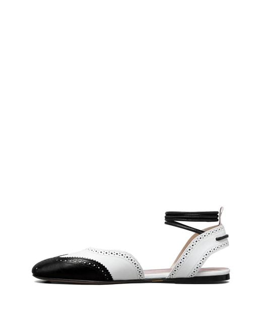 Thom Browne White Wing-Tip D'Orsay Flat Pumps