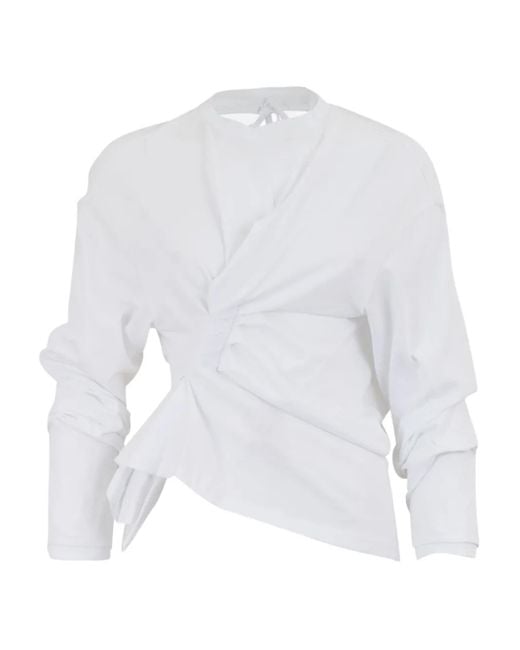 A.W.A.K.E. MODE White Asymmetrisches Top mit Drapierung