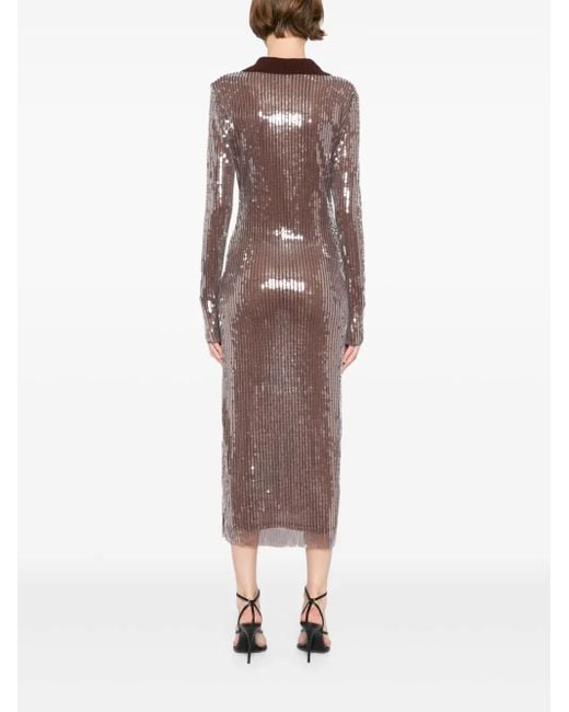 Monse Brown Mesh Midi Dress