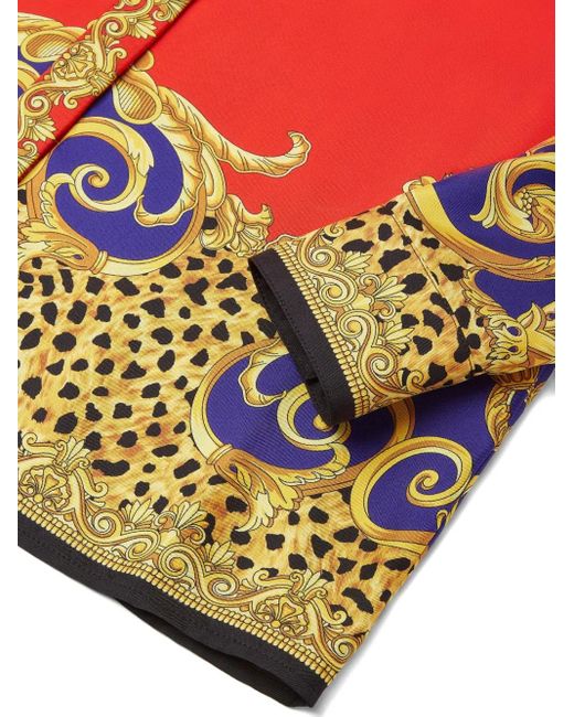 Versace Cheetah Barocco Zijden Blouse in het Red