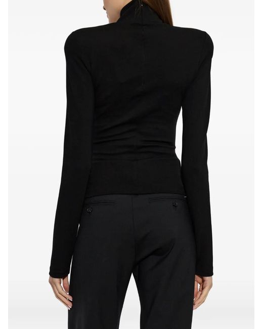 DSquared² Black Shoulder-Pad Turtleneck Top