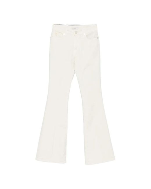 Jacob Cohen White Logo-Patch Flared Jeans