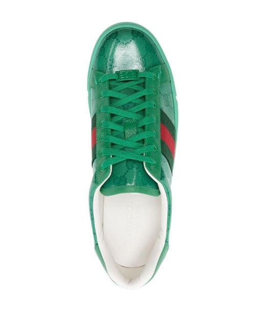 Gucci Ace Sneakers Met Kristal in het Green voor heren