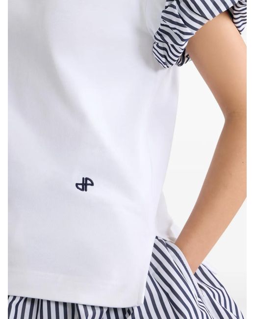 Patou White Faille-Sleeves T-Shirt