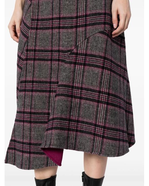 JNBY Black Plaid-Pattern Asymmetric Skirt
