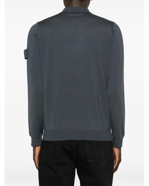 Stone Island Green Polo Ghost À Manches Longues for men