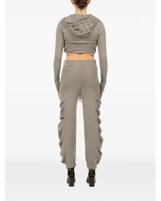 Isa Boulder Natural Ruched-Detail Track Pants