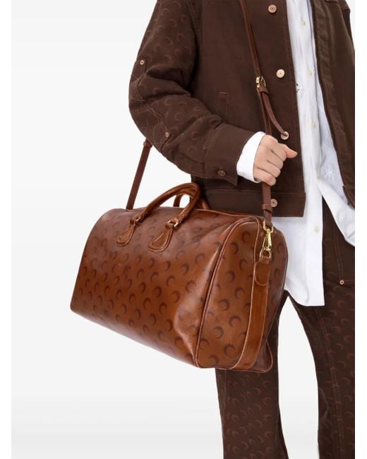 MARINE SERRE Brown Large Moon Airbrushed Crossbody Bag