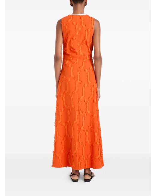 Proenza Schouler Orange Violeta Frayed Jacquard Maxi Dress