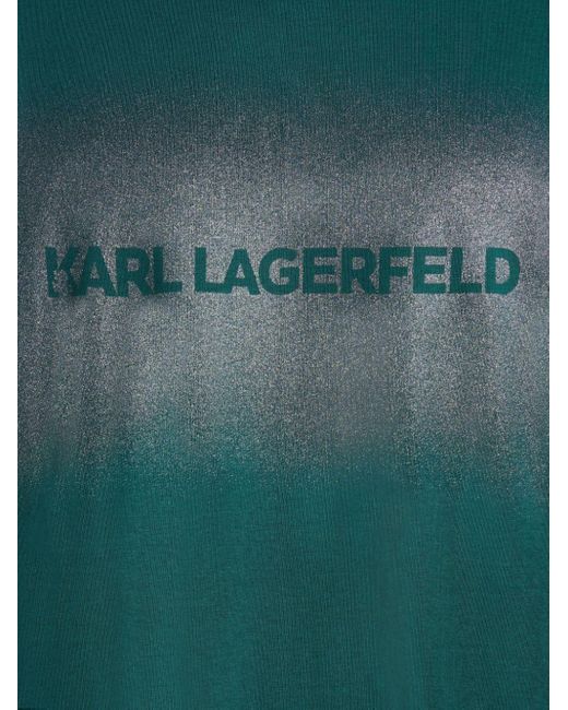 Karl Lagerfeld Green Logo-jacquard Cotton T-shirt for men
