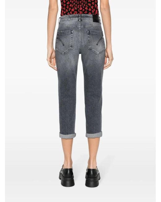 Dondup Gray Logo-Patch Cropped Jeans