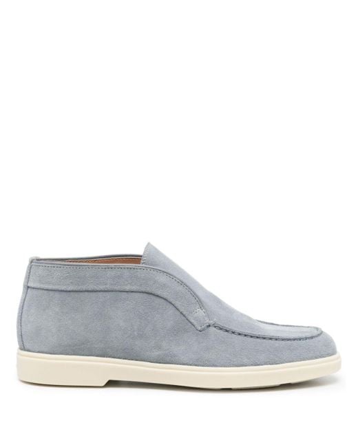 Santoni White Slip-On Suede Boots