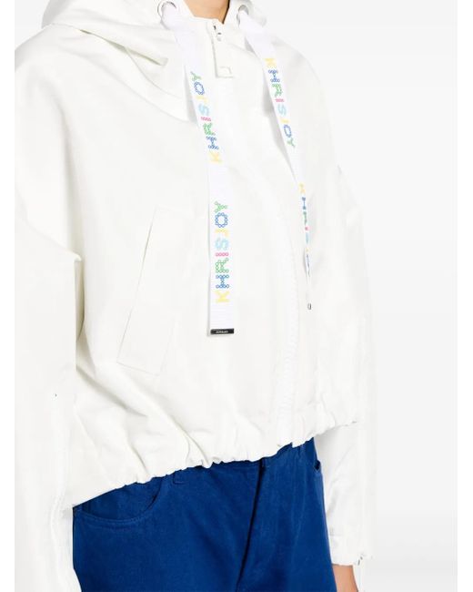 Khrisjoy White Hooded Cropped Windbreaker
