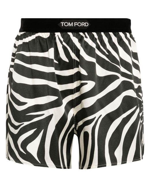 Tom Ford Satijnen Shorts Met Zebraprint in het Black