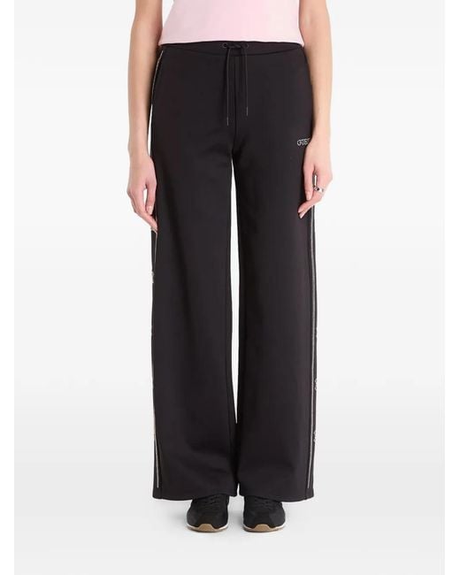 Guess Black Logo-Embellished Track Pants