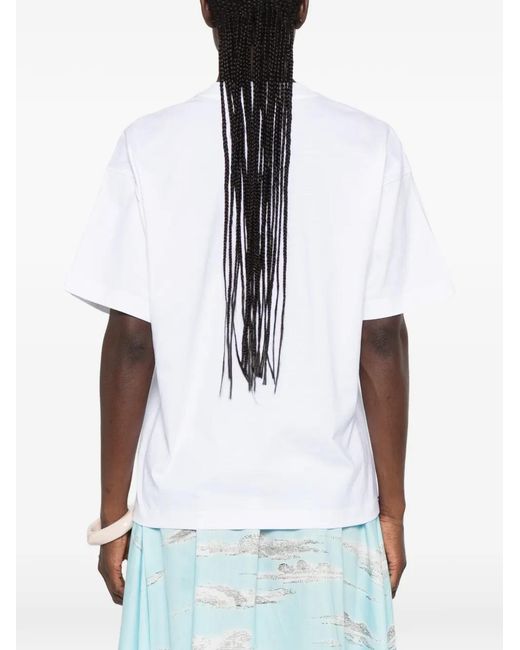 Moschino White Logo-Print Cotton T-Shirt