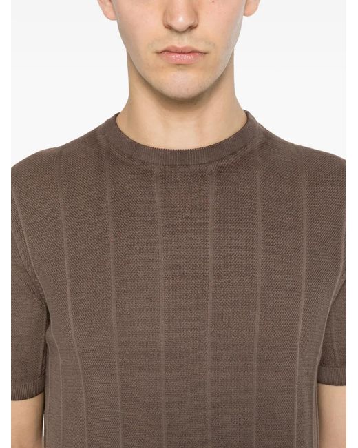 Jeordie's Brown Vertical-Stripe Sweater for men